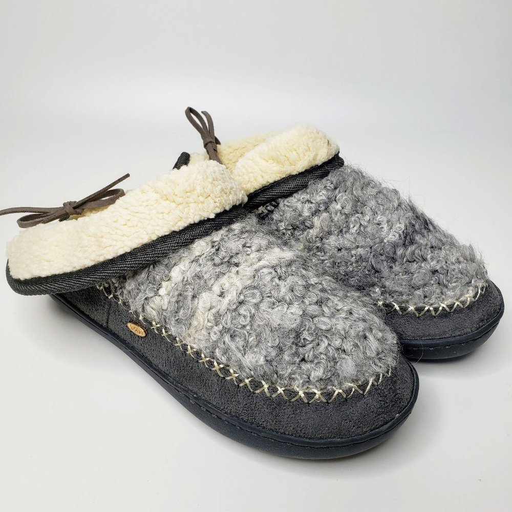 NWT Kooba Women’s Grey Boiled Wool Hard Bottom Slippers Comfy House Lounge M